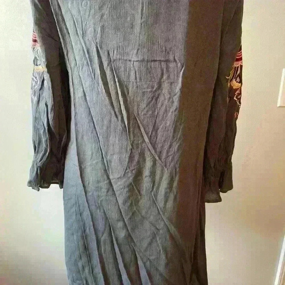 Embroidered Slate Gray Dress Size Small Cotton Polyester Blend - Picture 4 of 7